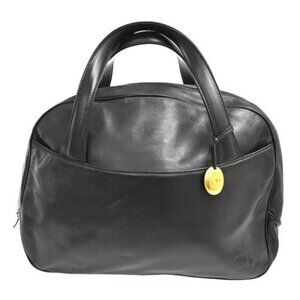 CHRISTIAN DIOR CD Logo Top Handle Bag Leather Black GHW Italy 04CA513